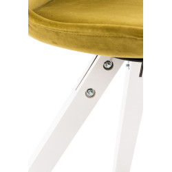 Silla en Terciopelo Pegleg Square Blanco,Amarillo