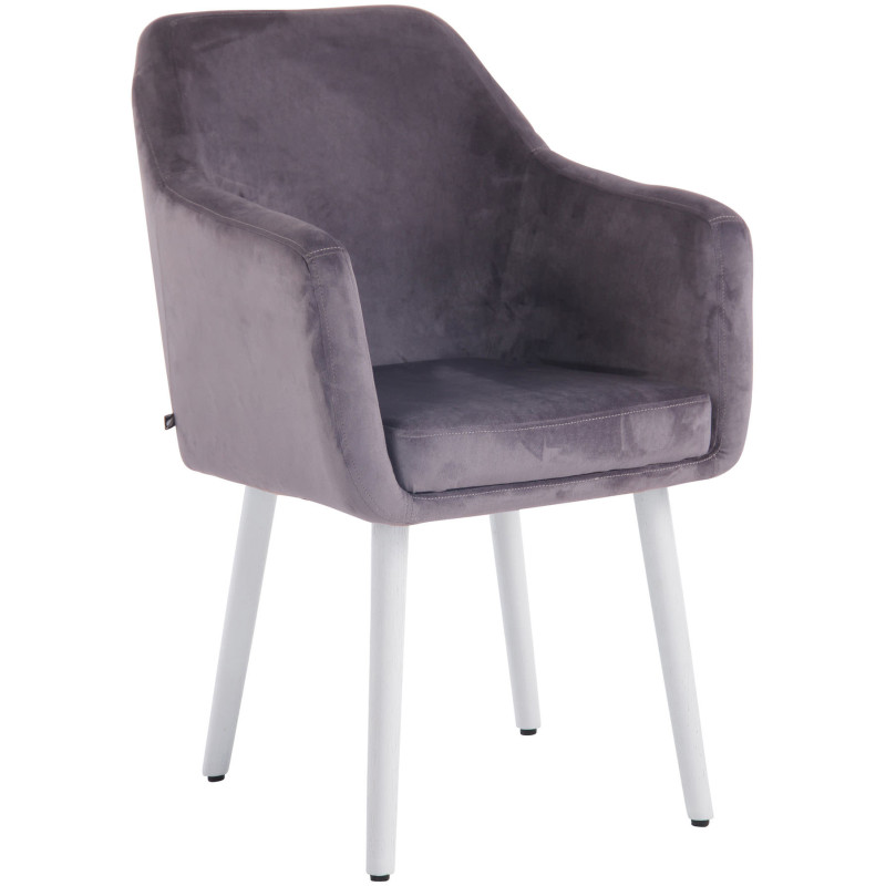 Silla De Salón Utrecht En Terciopelo Gris oscuro,Blanco (roble)