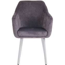 Silla De Salón Utrecht En Terciopelo Gris oscuro,Blanco (roble)