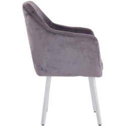 Silla De Salón Utrecht En Terciopelo Gris oscuro,Blanco (roble)