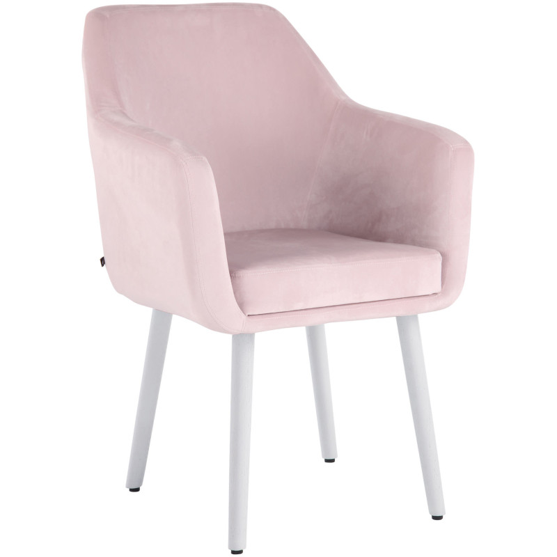 Silla De Salón Utrecht En Terciopelo Rosado,Blanco (roble)