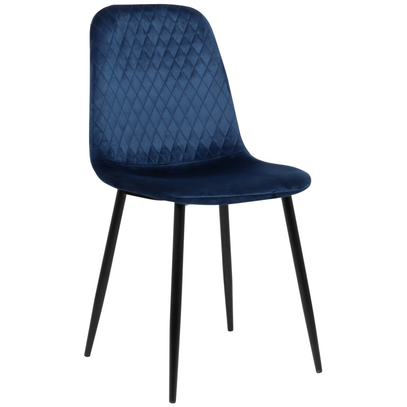 Silla de comedor Giverny en tela o terciopelo Terciopelo,Azul