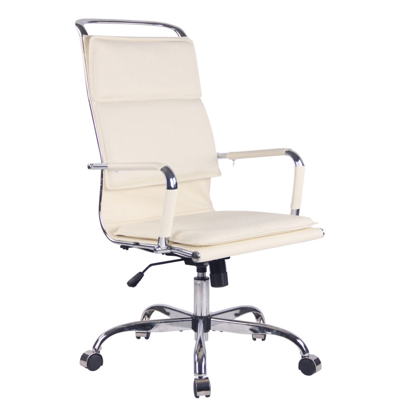 Silla De Oficina Bedford Crema,Simil cuero