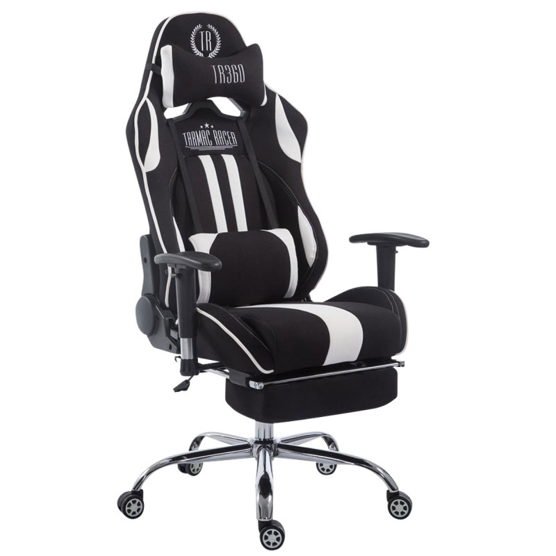 Silla Racing XL Limit En Tela Negro/blanco,Con reposapiés