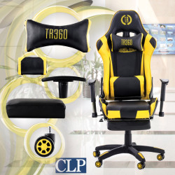 Silla Gaming Turbo Negro/amarillo,Simil cuero