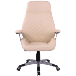 Silla De Oficina Layton En Cuero Sintético o Cuero Auténtico Crema,Simil cuero