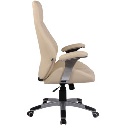 Silla De Oficina Layton En Cuero Sintético o Cuero Auténtico Crema,Simil cuero