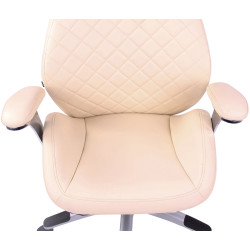 Silla De Oficina Layton En Cuero Sintético o Cuero Auténtico Crema,Simil cuero