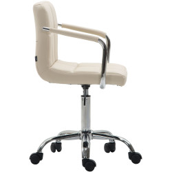 Silla De oficina Lucy V2 En Cuero PU Crema