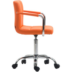 Silla De oficina Lucy V2 En Cuero PU Naranja