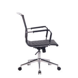 Silla de Oficina Ergonómica Burnley Negro,Simil cuero