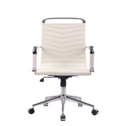 Silla de Oficina Ergonómica Burnley Blanco,Simil cuero