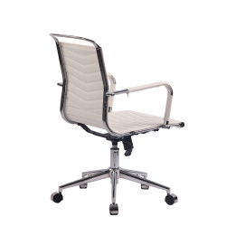 Silla de Oficina Ergonómica Burnley Blanco,Simil cuero