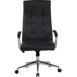 Silla De Oficina Fynn Tapizada En Tela o Simil Cuero Negro,Simil cuero