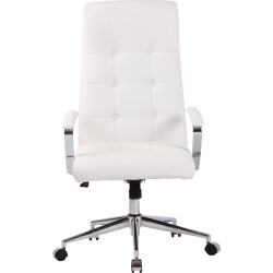 Silla De Oficina Fynn Tapizada En Tela o Simil Cuero Blanco,Simil cuero