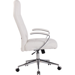 Silla De Oficina Fynn Tapizada En Tela o Simil Cuero Blanco,Simil cuero