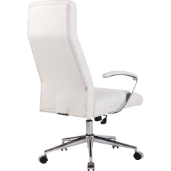 Silla De Oficina Fynn Tapizada En Tela o Simil Cuero Blanco,Simil cuero