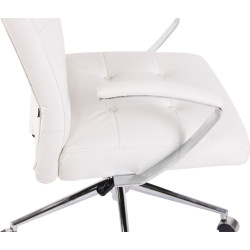 Silla De Oficina Fynn Tapizada En Tela o Simil Cuero Blanco,Simil cuero