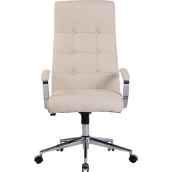 Silla De Oficina Fynn Tapizada En Tela o Simil Cuero Crema,Simil cuero