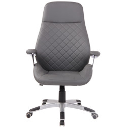 Silla De Oficina Layton En Cuero Sintético o Cuero Auténtico Gris,Simil cuero