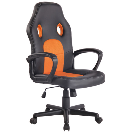 Silla de oficina Elbing en Cuero PU Negro/naranja