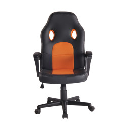 Silla de oficina Elbing en Cuero PU Negro/naranja