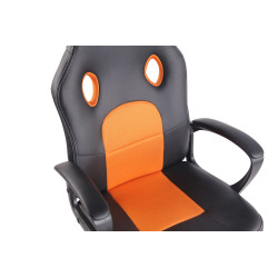 Silla de oficina Elbing en Cuero PU Negro/naranja