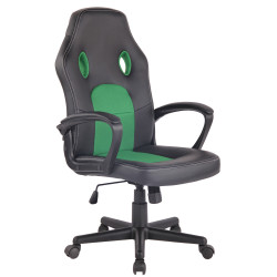 Silla de oficina Elbing en Cuero PU Negro/verde