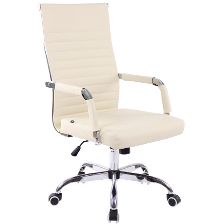 Silla De Oficina Amadora En Cuero PU Crema,Simil cuero