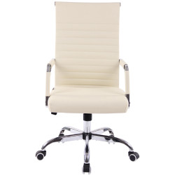 Silla De Oficina Amadora En Cuero PU Crema,Simil cuero