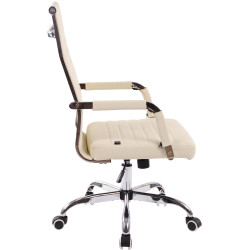 Silla De Oficina Amadora En Cuero PU Crema,Simil cuero