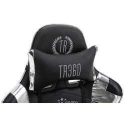 Silla Gaming Turbo Negro/blanco,Simil cuero (metálico)