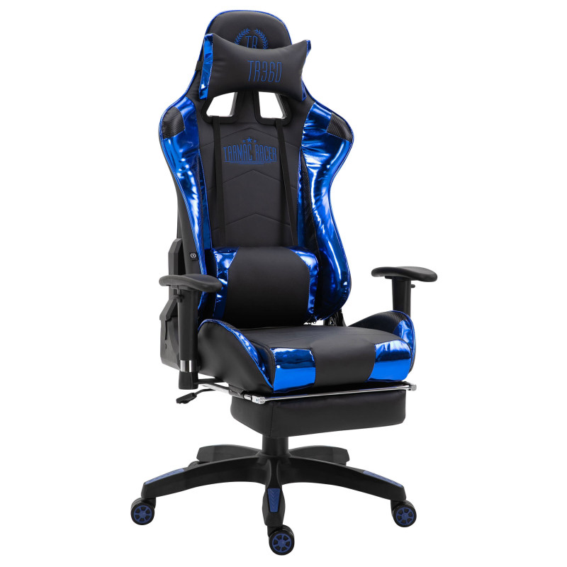 Silla Gaming Turbo Negro/azul,Simil cuero (metálico)