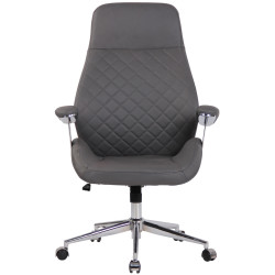 Silla De Oficina Layton En Cuero Sintético o Cuero Auténtico Gris,Cuero auténtico