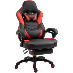 Silla Gaming Tilos En Simil Cuero Negro/rojo