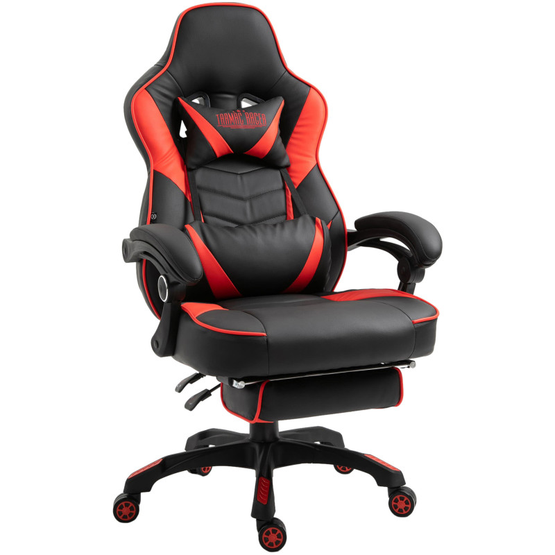 Silla Gaming Tilos En Simil Cuero Negro/rojo