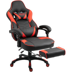 Silla Gaming Tilos En Simil Cuero Negro/rojo