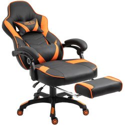 Silla Gaming Tilos En Simil Cuero Negro/naranja