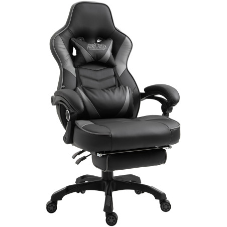 Silla Gaming Tilos En Simil Cuero Negro/gris