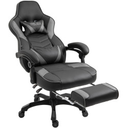 Silla Gaming Tilos En Simil Cuero Negro/gris