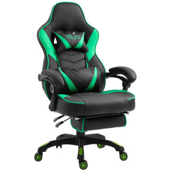 Silla Gaming Tilos En Simil Cuero Negro/verde