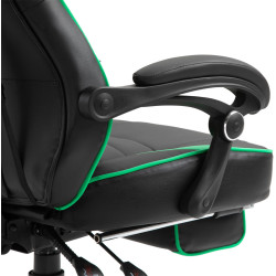 Silla Gaming Tilos En Simil Cuero Negro/verde