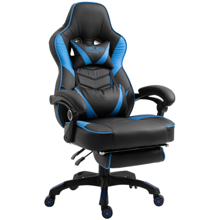 Silla Gaming Tilos En Simil Cuero Negro/azul