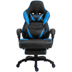 Silla Gaming Tilos En Simil Cuero Negro/azul