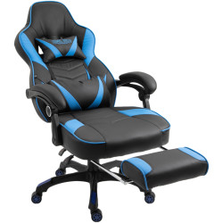 Silla Gaming Tilos En Simil Cuero Negro/azul