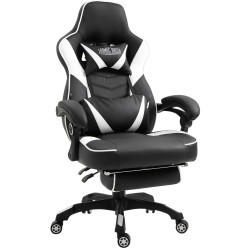 Silla Gaming Tilos En Simil Cuero Negro/blanco