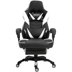 Silla Gaming Tilos En Simil Cuero Negro/blanco