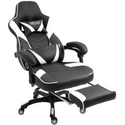 Silla Gaming Tilos En Simil Cuero Negro/blanco