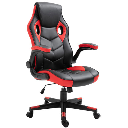 Silla Gamer Omis En Simil Cuero Negro/rojo