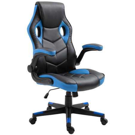 Silla Gamer Omis En Simil Cuero Negro/azul